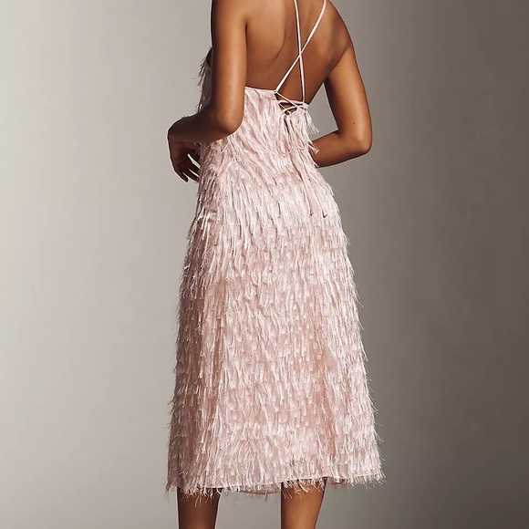En Saison Blush Feathered Chemise fringe soft almost maxi large - Picture 4 of 4